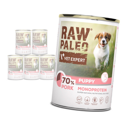 Raw Paleo Puppy Monoprotein 6x400g Mokra Karma Dla Szczeniąt z Wieprzowiną