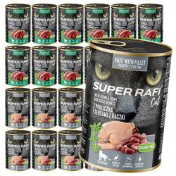 Super Rafi Cat 24x400g Bezzbożowa Mokra Karma Dla Kotów Sterylizowanych Mix 2 Smaków