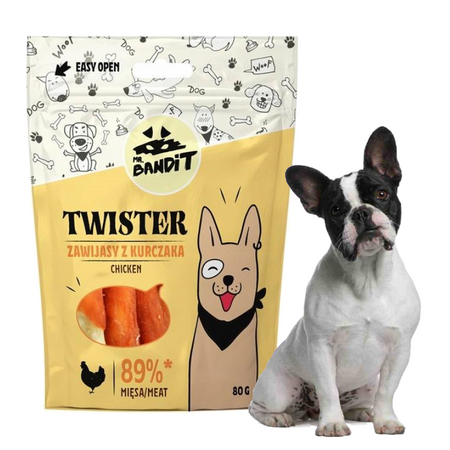 Mr Bandit TWISTER Zawijasy z Kurczaka 80g Naturalny Przysmak Dla Psa