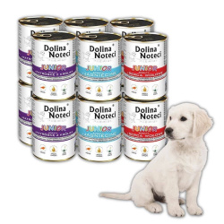 Dolina Noteci Premium Junior Mix Smaków 12x400g Mokra Karma Dla Szczeniąt Królik Jagnięcina Wołowina