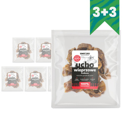 Uniszki Ucho Wieprzowe Środkowe 6x200g Naturalny Przysmak Gryzak Dla Psa 3+3 GRATIS