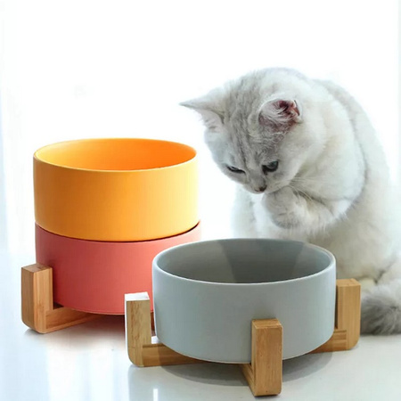 Żółta Miska Ceramiczna Bambus Dla Psa Kota 850ml M