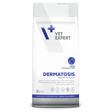 Vet Expert Dermatosis 2kg Sucha Karma Weterynaryjna z Łososiem Dla Psa z Alergią i Wrażliwą Skórą