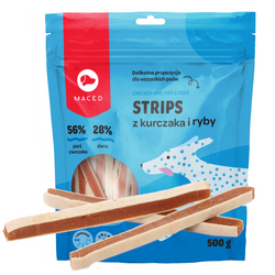 Maced Strips Z Kurczaka I Ryby Mięsne Paski Miękki Przysmak Dla Psa 500g