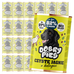 Dobry Pies Mono Jagnięcina 24x400g Monoproteinowa Mokra Karma Dla Dorosłych Psów Z Alergią I Nietolerancją Pokarmową Jagnięcina Z Kolagenem