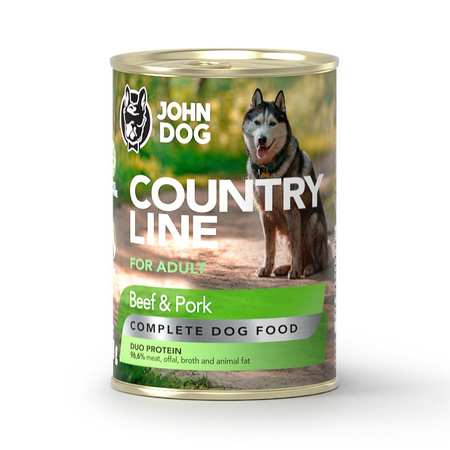 John Dog Country Line Mokra Karma Dla Dorosłych Psów Wołowina Z Wieprzowiną 12x400g
