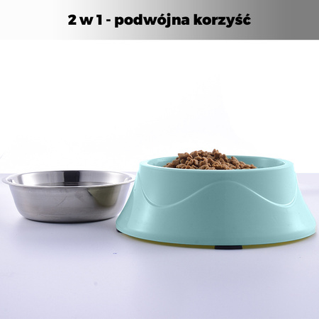Miska dla psa kota pupila 19.2*7 cm, 2 w 1 Niebieska