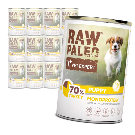 Vet Expert Raw Paleo Puppy Monoprotein Turkey 12x400g Mokra Karma Dla Szczeniąt z Indykiem
