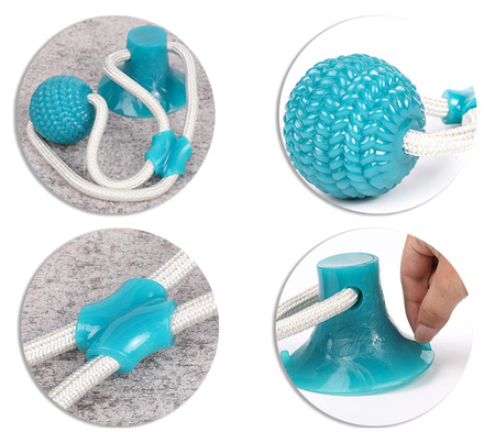 Zabawka gryzak dla psa CHEWY BALL, piłka na przyssawce kolor TURKUSOWY