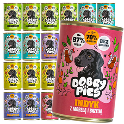 Dobry Pies 24x400g Mokra Karma Dla Dorosłych Psów Wszystkich Ras Mix 6 Smaków