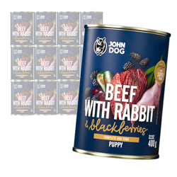John Dog Berry Line Wołowina I Królik Z Jeżynami 12x400g Mokra Karma Dla Szczeniąt