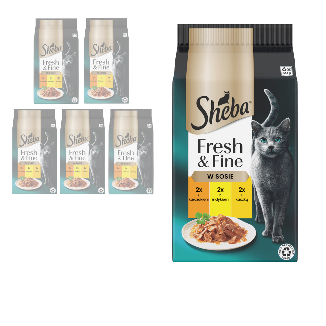 Sheba Fresh & Fine Saszetki 36x50g Mokra Karma Dla Kotów W Sosie Kurczak Indyk Kaczka