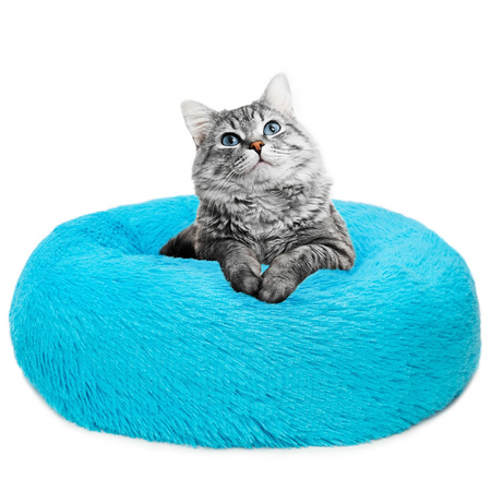 Legowisko Dla Psa I Kota Pluszowe XS 40cm Ciepłe NIEBIESKIE