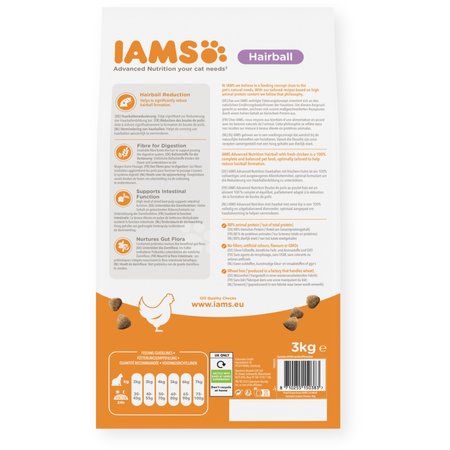 Sucha Karma Iams for Vitality Hairball Dla Dorosłych I Starszych Kotów Ze Świeżym Kurczakiem Zwalcza Kule Włosowe 3kg