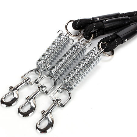 Mocna Smycz Ze Sprężyną Dla Dużych Silnych Psów Psa Odblaskowa 300cm Czarna