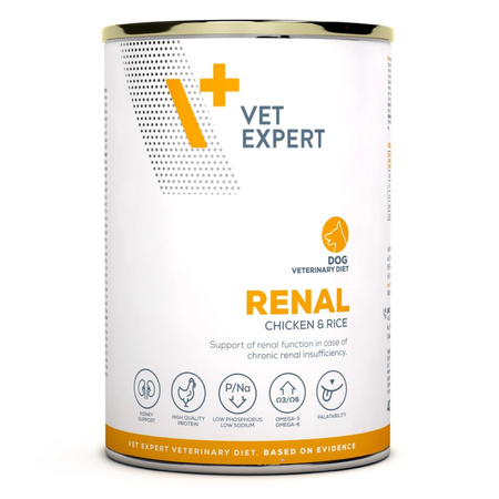 VetExpert Veterinary Diet Renal Dog 6x400g Mokra Karma Weterynaryjna z Kurczakiem Dla Psa z Niewydolnością Nerek