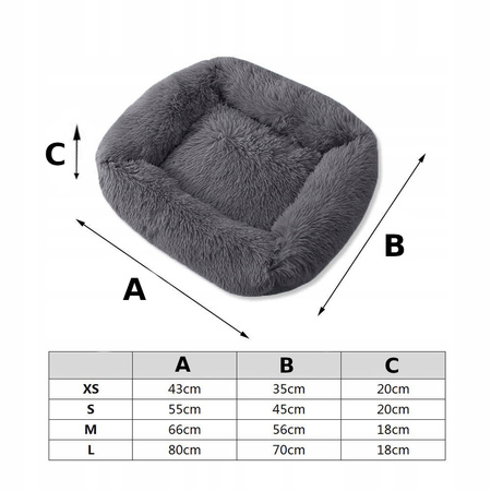 Prostokątne Pluszowe Legowisko Dla Psa I Kota M Ciemnoszare