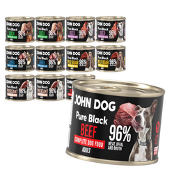 John Dog Pure Black Adult 12x200g Mokra Karma Dla Psa Mix 6 Smaków