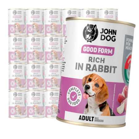 JOHN DOG Good Form Bogata w Królika 24x400g Mokra Karma Dla Psów Dorosłych
