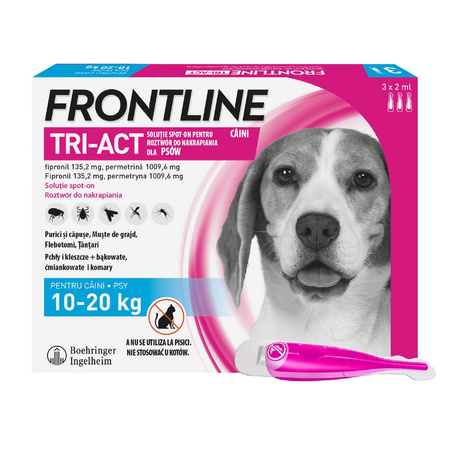 Frontline Tri-Act Dla Psów M 10-20kg Pipeta 3x2ml Krople Na Pchły Kleszcze Komary i Inne Owady