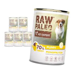 Vet Expert Raw Paleo Puppy Monoprotein Turkey 6x400g Mokra Karma Dla Szczeniąt z Indykiem