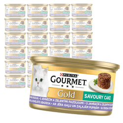Purina Gourmet Gold z Jagnięciną i Zieloną Fasolką 24x85g Mokra Karma Dla Kota Savoury Cake