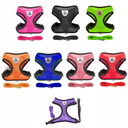 Lekkie Oddychające Szelki + Smycz Dla Psa Psów L klatka 37-49cm NIEBIESKIE