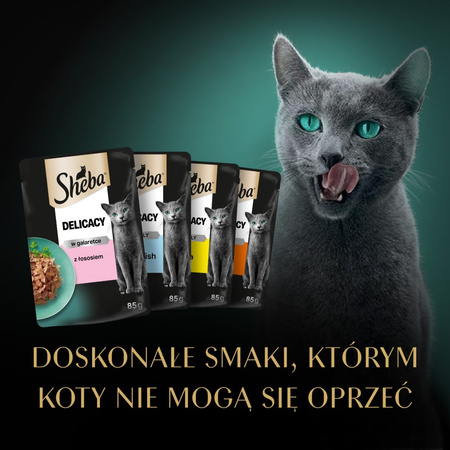 Sheba Saszetka 4x85g Fine Flakes in Jelly Mokra Karma Dla Kotów W Galaretce Ryba, Drób