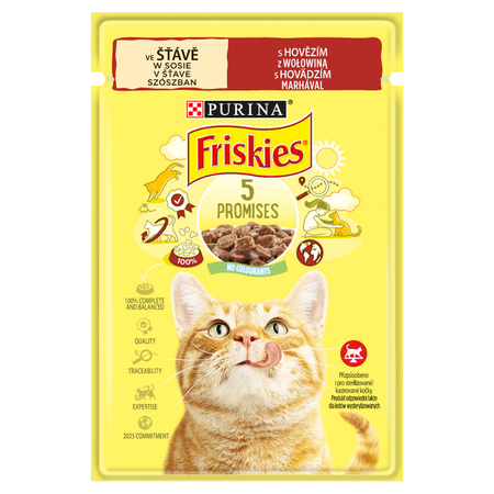 Purina Friskies z Wołowiną 26x85g Mokra Karma Dla Kota w Sosie