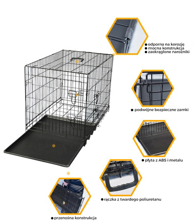 Klatka dla psa kota pupila metalowa 3XL 120*75*80 cm Czarna