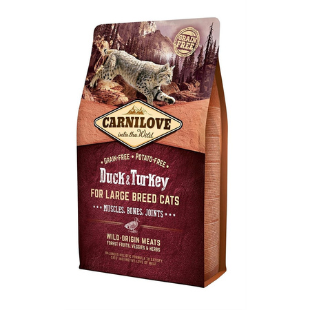 CARNILOVE CAT DUCK&TURKEY FOR LARGE BREED 2kg - sucha karma dla koów dużych ras, kaczka i indyk