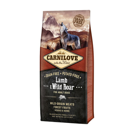 CARNILOVE LAMB & WILD BOAR FOR ADULT 12KG - sucha karma dla psa z jagnięciną i dzikiem