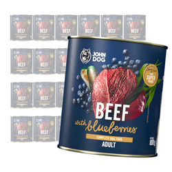 John Dog Berry Line Wołowina Z Borówkami 24x800g Mokra Karma Dla Dorosłych Psów