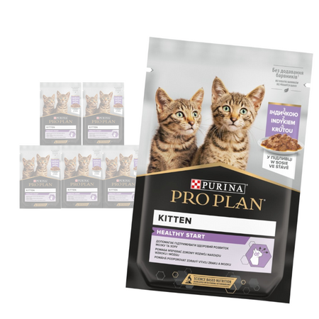 Purina Pro Plan Kitten Healthy Start 6x85g Mokra Karma Dla Kociąt z Indykiem w Sosie