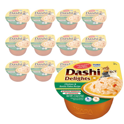 Inaba Cat Dashi Delights 12x70g Uzupełniająca Karma Dla Kota Bulion z Kurczakiem i Płatkami Bonito