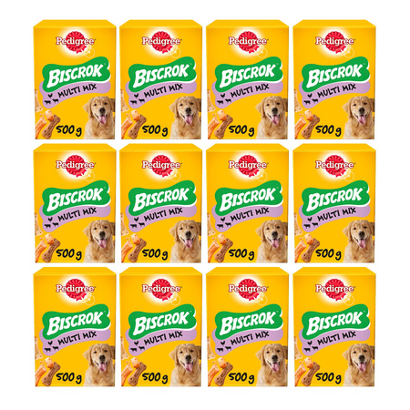 Pedigree Biscrok Multi Mix 12x500g Przysmak Dla Psa Ciasteczka Z Kurczakiem Wołowiną I Jagnięciną
