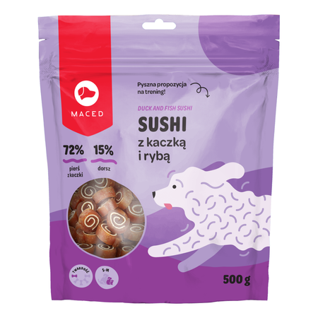 MACED SUSHI KACZKA I RYBA 500G PRZYSMAK MIĘKKI DLA PSA