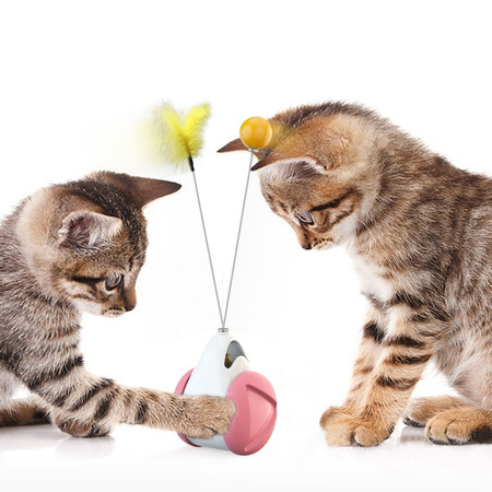 Zabawka Interaktywna Dla Kota Uciekająca Piłeczka Piórko Kolor Różowy
