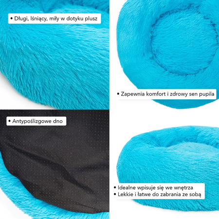 Legowisko Dla Psa i Kota Pluszowe L 70cm NIEBIESKIE