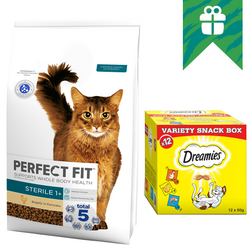 Perfect Fit Sterile Sucha Karma Dla Kotów Sterylizowanych Z Kurczakiem 7kg + GRATIS Dreamies Variety Snack Box 720g