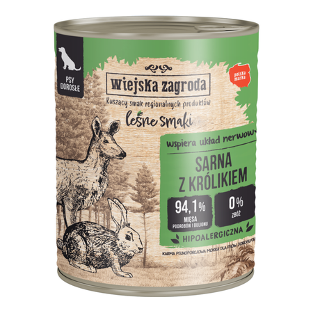Wiejska Zagroda Leśne Smaki Karma Mokra Dla Dorosłego Psa Sarna Z Królikiem 12x800g