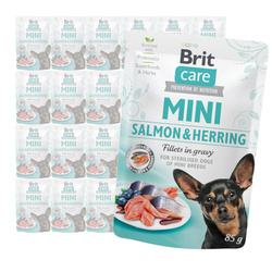 Brit Care Mini Pouch Sterlised Łosoś Śledź 24x85g Mokra Karma Dla Psów Sterylizowanych Ras Małych i Miniaturowych