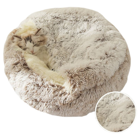 Legowisko Pluszowe dla Psa Kota z Kocykiem Brązowe S