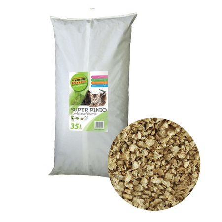 BENEK Super Pinio KRUSZON NATURALNY 35L - Naturalny Żwirek Drewniany dla Kotów, Gryzoni, Ptaków