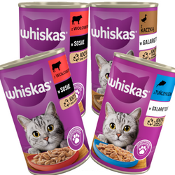 WHISKAS Adult 3 Smaki 24x400g Mokra Karma Dla Dorosłych Kotów (Wołowina Tuńczyk Kaczka)