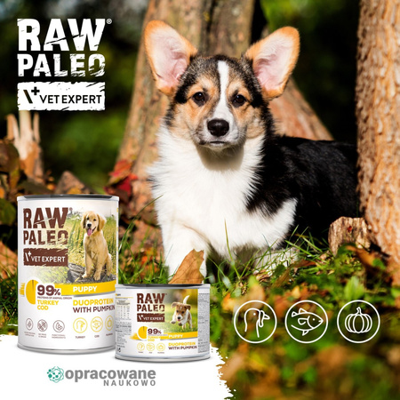 Raw Paleo Turkey&Cod Puppy Duoprotein 6x400g Mokra Karma Dla Szczeniąt z Indykiem i Dorszem