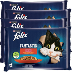 Felix Fantastic Karma Dla Kotów Wiejskie Smaki W Galaretce 4x340g (16x85g) Kurczak Wołowina