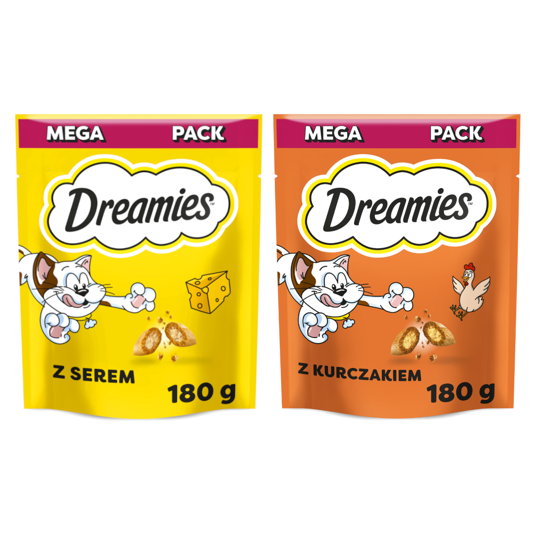 Dreamies Mega Pack Chrupiące Przysmaki dla kota Z Serem I Kurczakiem