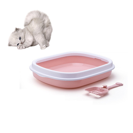 KUWETA DLA KOTA OTWARTA Z RAMKĄ NA ŻWIREK + ŁOPATKA GRATIS Różowa 47.4x39.6x13.9cm