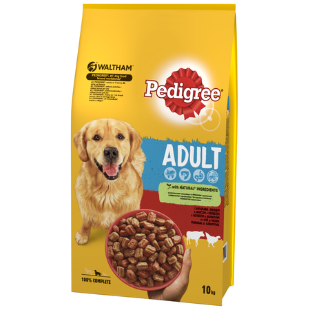 Pedigree Adult 10kg Z Wołowiną I Drobiem - Sucha Karma Pełnoporcjowa Dla Dorosłych Psów